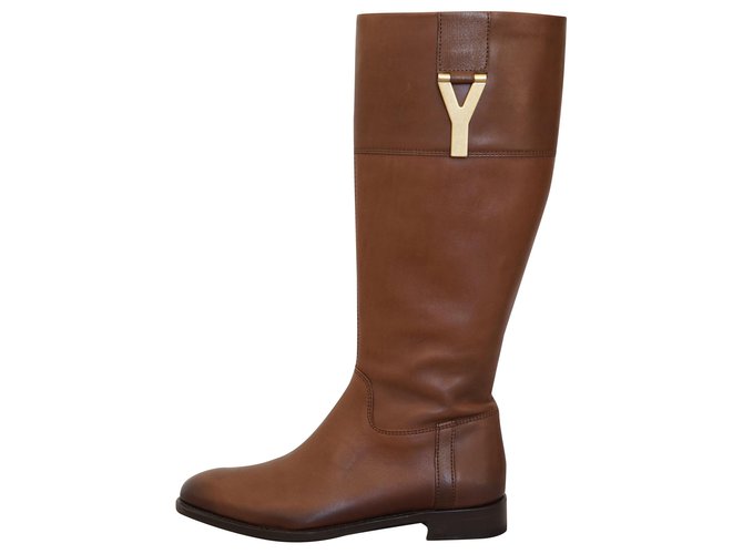 Yves Saint Laurent Boots Brown Leather  ref.200758