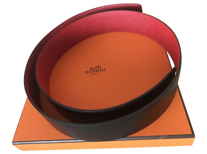Hermès cuir seul Reversible belt Hermes Red Leather  ref.200943