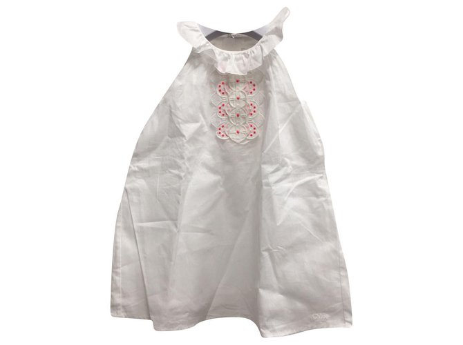 Chloé Conjunto de vestido de algodón blanco  ref.200964