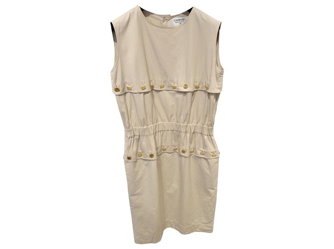 Chanel Dresses Beige Cotton  ref.201056