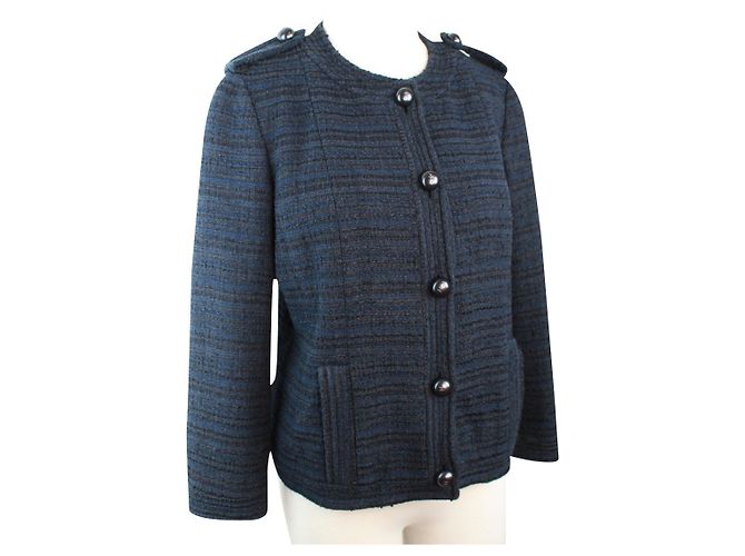 Chanel blazer in tweed. Black Blue Navy blue