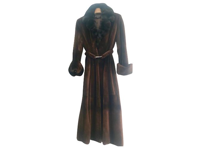 Cappotto lungo in visone rasato Rebecca Cognac