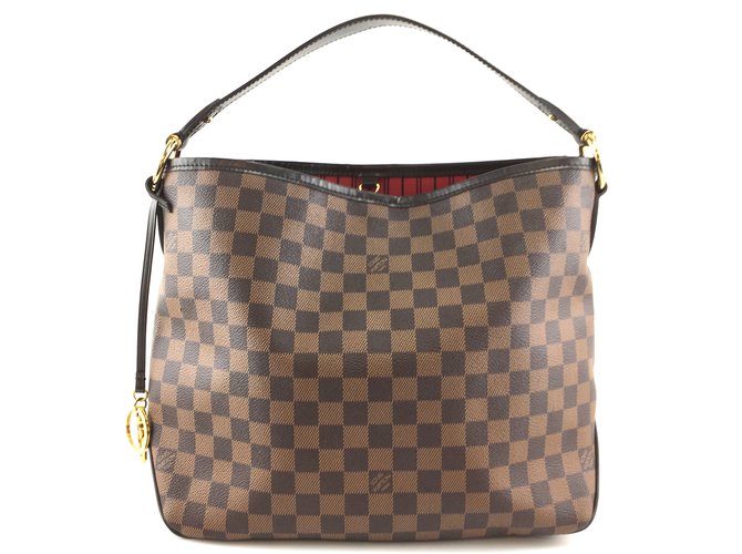 Louis Vuitton Delizioso PM Damier Ébène Canvas Marrone Pelle  ref.201084