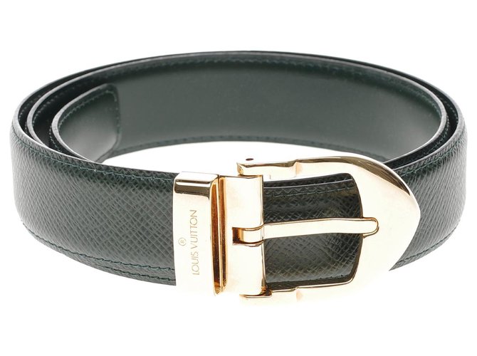 Superb Louis Vuitton belt in green Taiga leather, size 80 , Gold metal buckle, In excellent condition  ref.201105