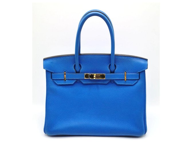 Hermès HERMES BIRKIN 30 Blue Hydra GHW Leather  ref.201110