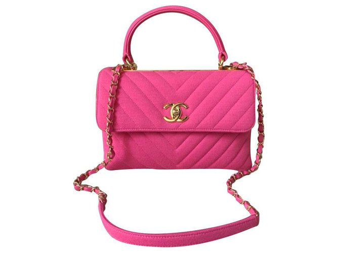Chanel Trendy CC bolso chevron rosa Paño  ref.201117