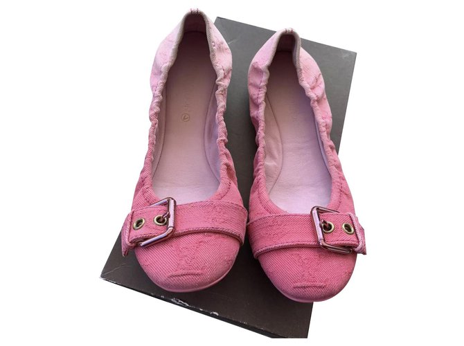 Louis Vuitton Ballerinas Pink Leinwand  ref.201131