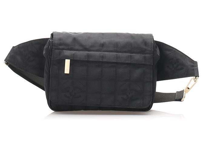 Chanel Black New Travel Line Waist Bag Cloth Cloth ref.201204