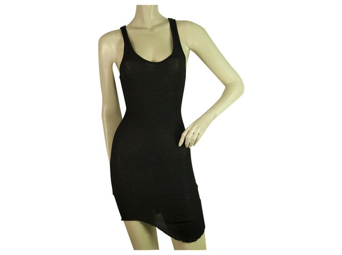Isabel Marant Etoile Mini robe moulante côtelée noire sans manches en coton sz M  ref.201277