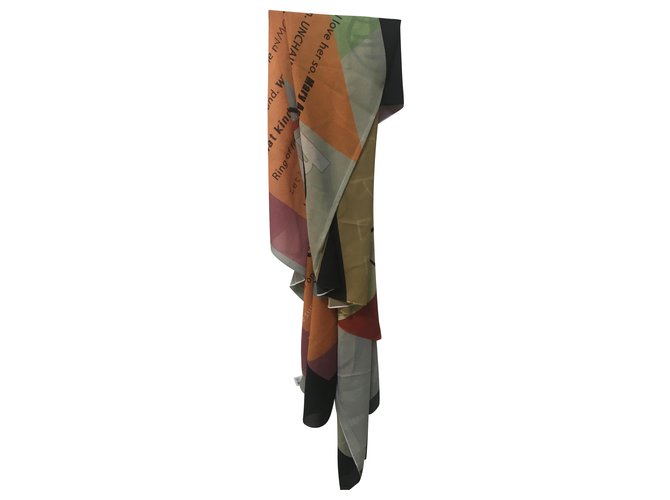 Autre Marque Square scarf print artwork by Soffya Multiple colors Polyester  ref.201289