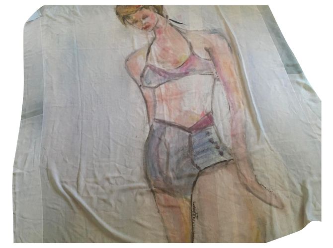 Autre Marque Ilustraciones con estampado de bufanda cuadrada de Soffya Multicolor