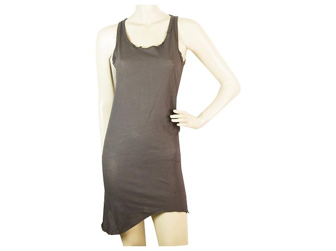 Rundholz Bodycon sin mangas sin mangas de algodón con longitud asimétrica gris sz S