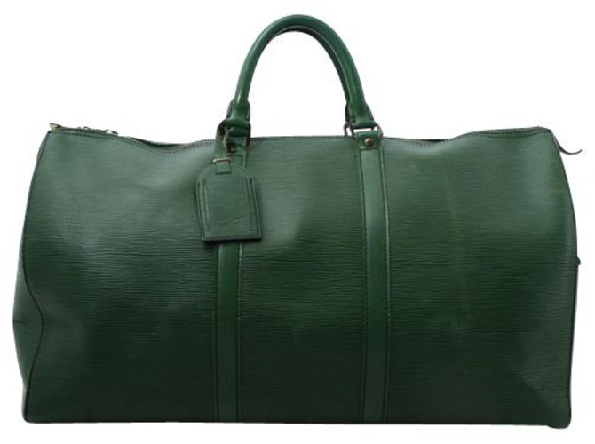 Louis Vuitton Keepall 50 Green Leather  ref.201375