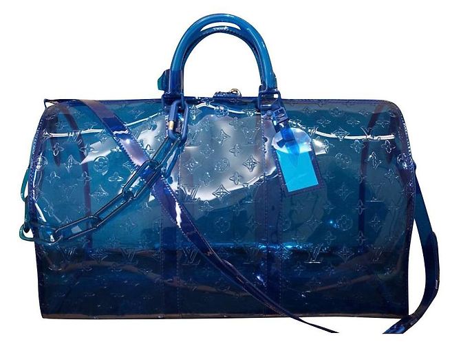 Keepall Louis Vuitton Borsa da viaggio Blu Plastica