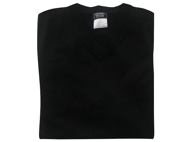 Chanel Herren Pullover mit V-Ausschnitt , Jersey-Material , Größe XS Schwarz