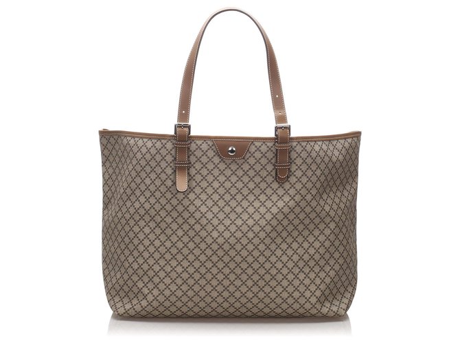 Gucci Brown Diamante Canvas Tote Bag Beige Leather Cloth Pony-style  calfskin Cloth ref.201528 - Joli Closet