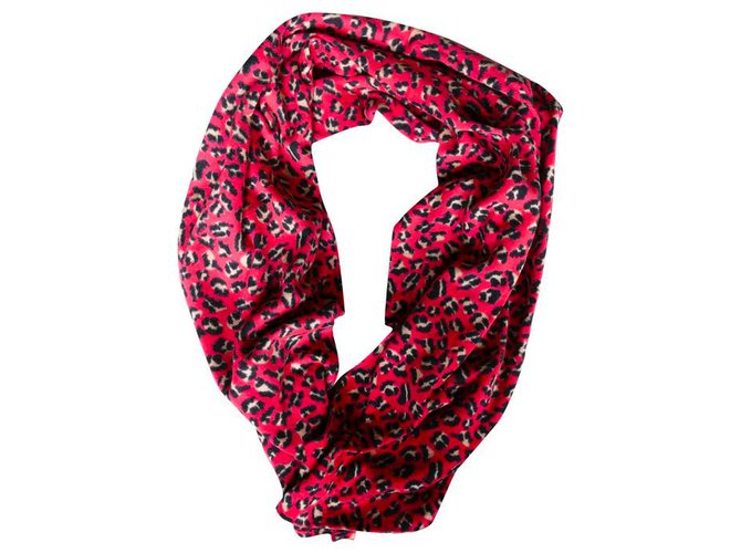 Marc by Marc Jacobs Hot Pink Leopard Print Brushed Cotton Shawl Scarf  ref.201593
