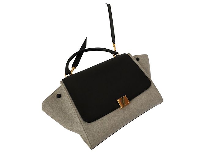 Trapèze Céline Trapeze Handbag Dark Grey Wool
