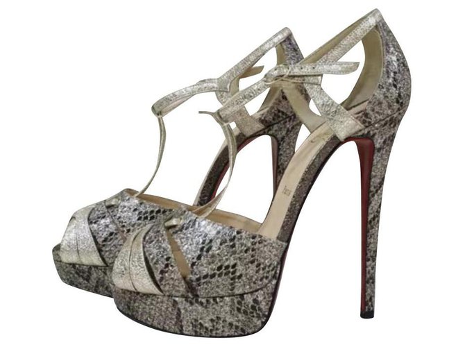 Christian Louboutin Snake Heeled Open Toe Sandals Sz.40,5 Multiple colors Leather  ref.201753
