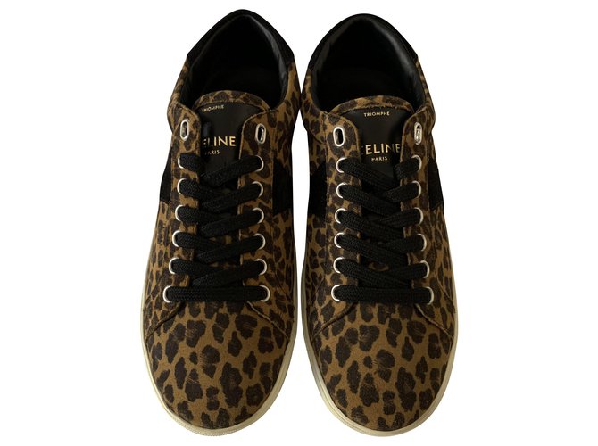 Céline Animalier Wildleder Triomphe Sneaker Leopardenprint Schweden  ref.201816