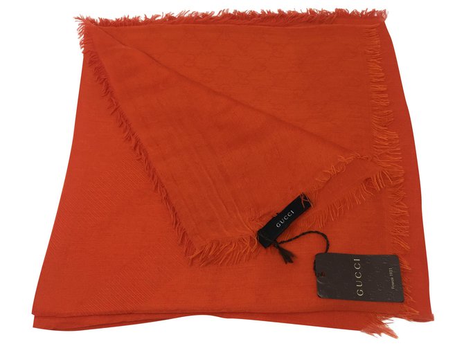 Gucci Monogram GG Orange Silk Wool  ref.201831