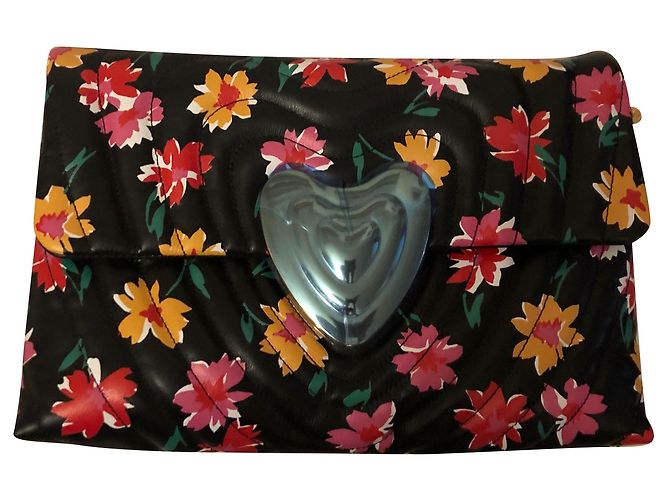 Bolsa de mão Escada Heart em pele preta Preto