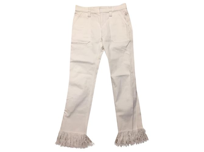 Vaqueros Chloé blancos de denim con flecos 
