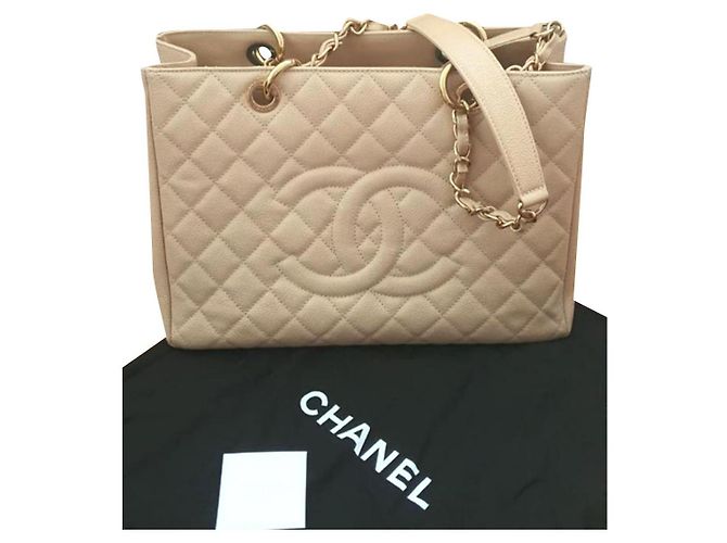 Chanel Beige Caviar GST bolso de compras GHW