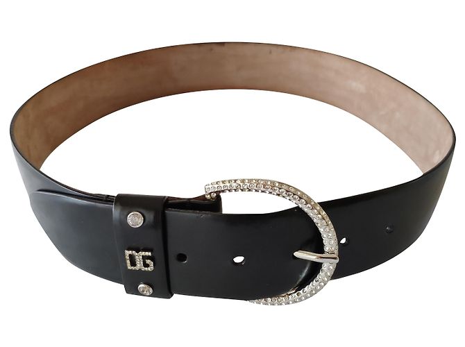 Dolce & Gabbana DOLCE e GABBANA LEDERGÜRTEL SWAROVSKI VERZIERT Schwarz