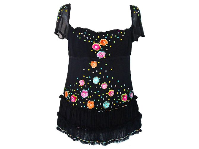TOP DE SEDA DE LUJO "MAURIZIO PECORARO" * Gr. 40-42 * Negro