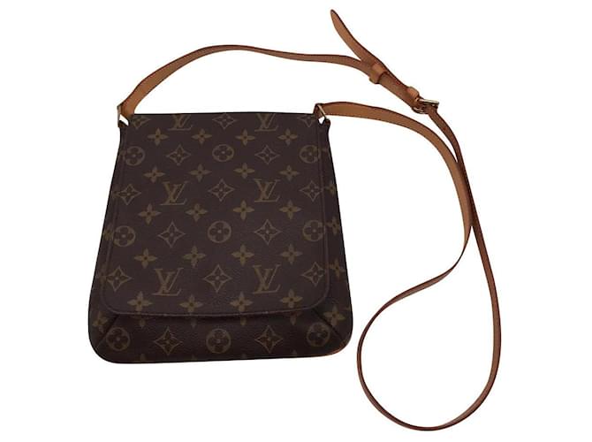 Louis Vuitton Vintage Brown monogram Canvas and Natural Leather Satchel Bag