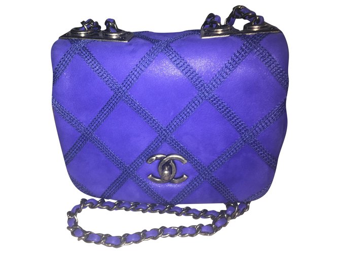 Chanel Handbags Blue Leatherette  ref.202113