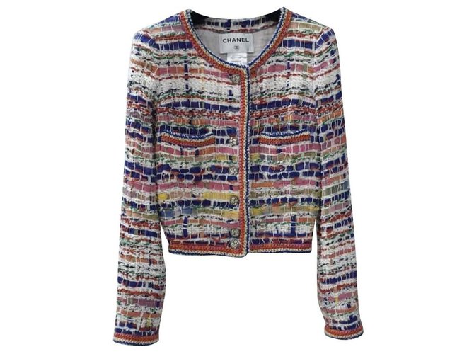 CHANEL Multicolour Tweed  2015 Jacket Sz.36 Multiple colors Cotton Polyamide  ref.202127