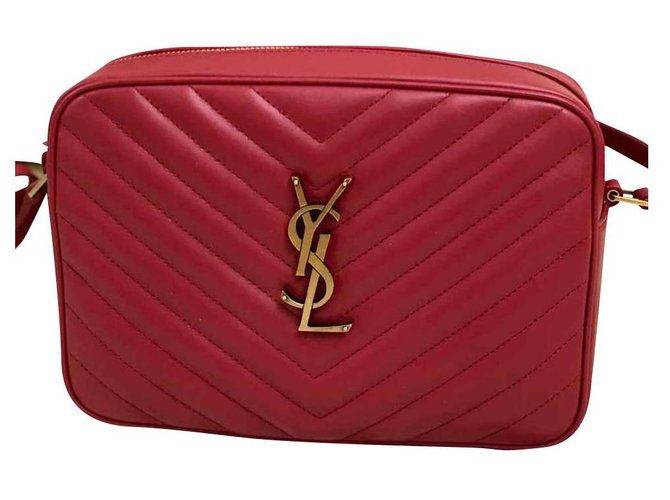 Saint Laurent "LOU" LEATHER BAG WITH LOGO Red  ref.202172