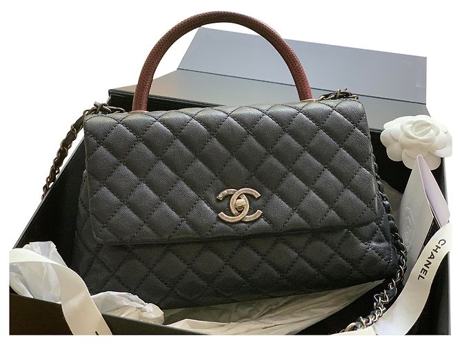 Chanel Coco handle lizard Dark blue
