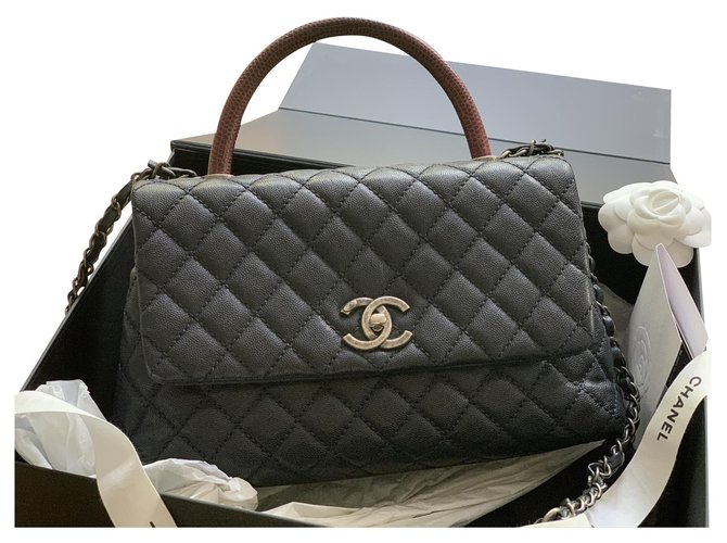 Chanel Coco handle lizard Dark blue Leather ref.202327 - Joli Closet