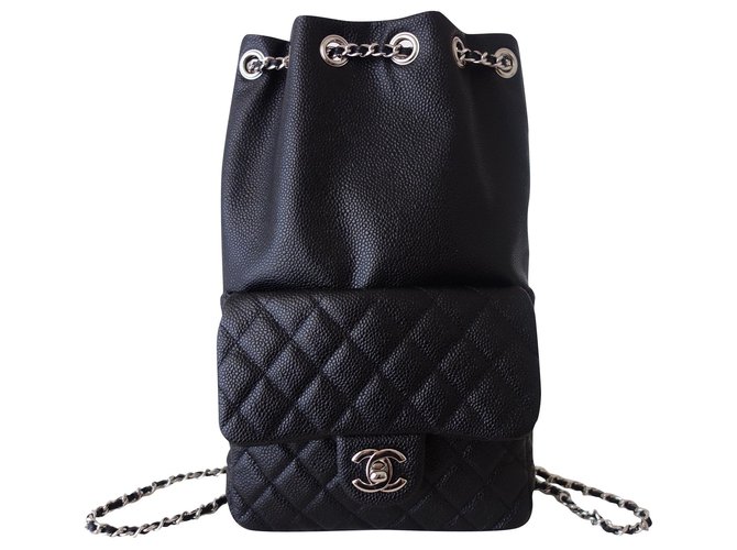 Chanel Backpack Black Leather  ref.202337