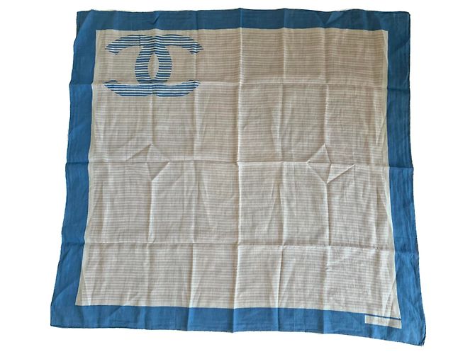 Sciarpa Chanel in cotone blu 