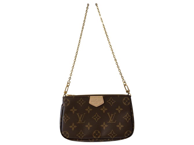 Twist long chain wallet leather crossbody bag Louis Vuitton Brown in  Leather - 27869904