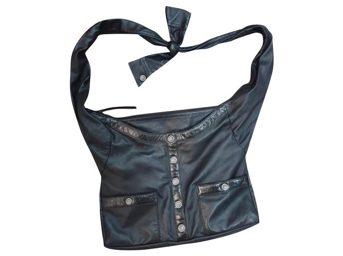CHANEL Jacket Style Black Leather Bag