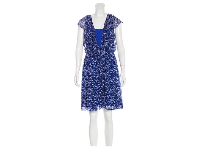 Diane Von Furstenberg DvF Winifred Seidenkleid Blau Mehrfarben