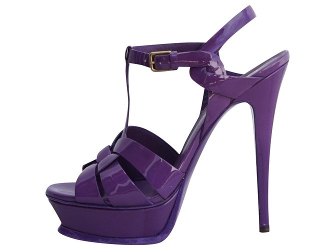 Yves Saint Laurent Sandals Purple Patent leather  ref.202414