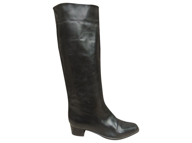 Autre Marque La Cllollégienne p vintage boots 36 Black Leather  ref.202415