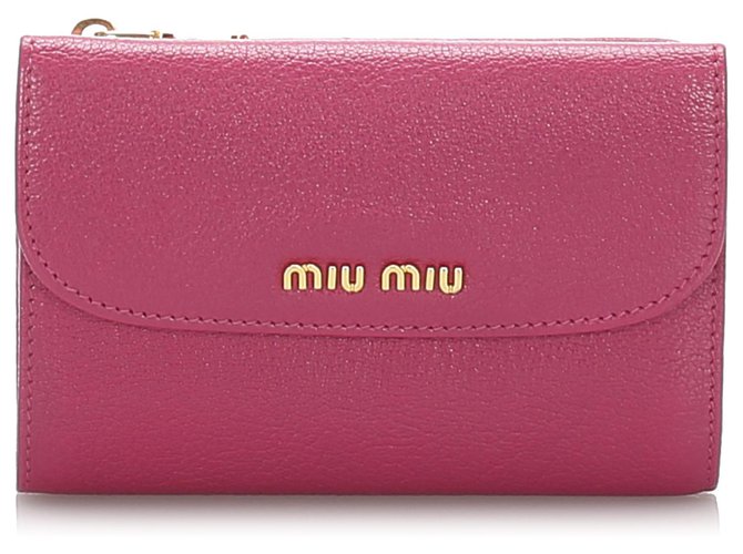 Miu Miu Pink Leather Compact Wallet Pony-style calfskin  ref.202470
