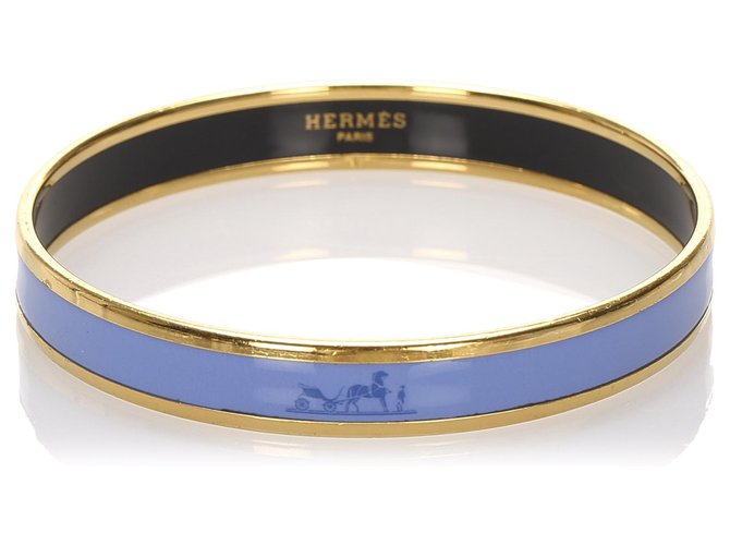 Hermes Blue Enamel Bangle Bracelets 