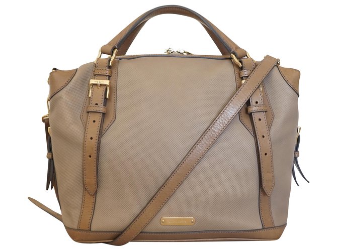 Burberry Handbags Beige Cognac Leather  ref.202547