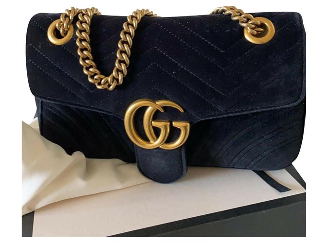 Ophidia Gucci MARMONT VELVET CROSSBODY BAG Schwarz Samt  ref.202564