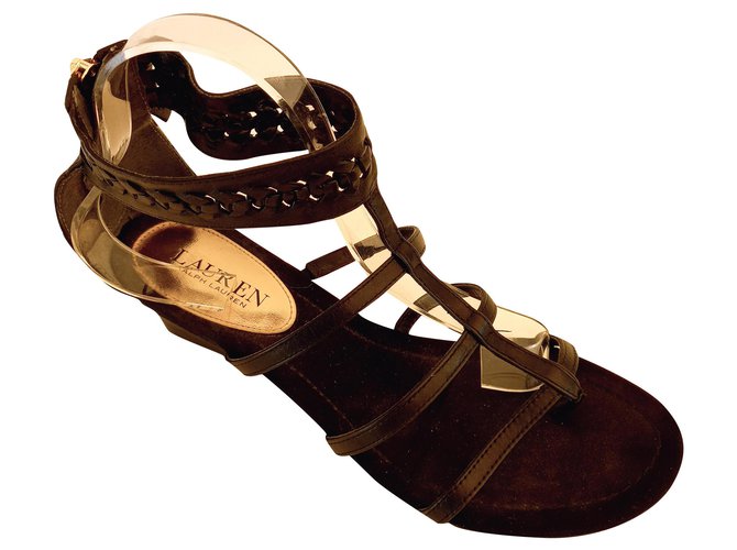 Ralph Lauren Sandalias Negro Cuero ref.202636 - Joli Closet