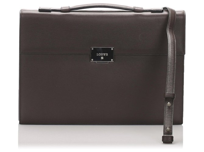 Loewe Brown Leather Business Bag Dark brown Pony-style calfskin  ref.202829