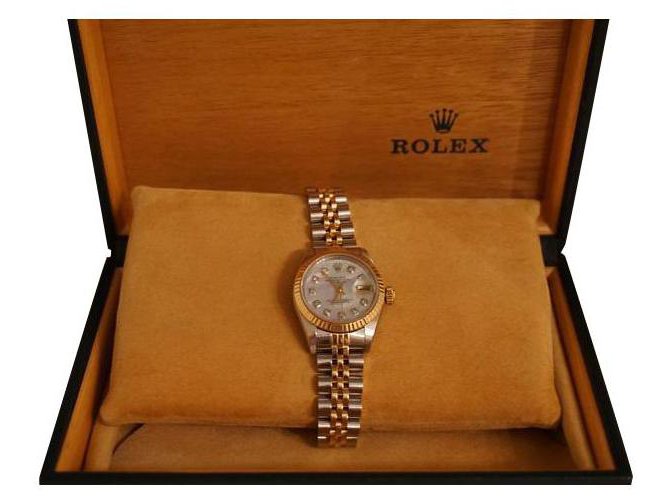 Rolex Lady-Datejust 69173 with custom mother-of-pearl dial with diamonds Silvery Yellow gold  ref.202845